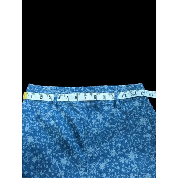 Time and Tru Pull On Pants Size S Floral Denim High Rise Stretch Fitted - Picture 5 of 8